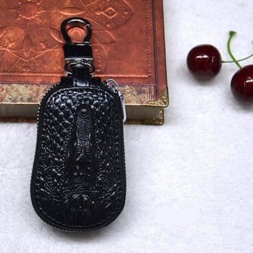 барсетка мужская кожаная ручной работы: Ключница, цвет - Черный, Новый, Унисекс — 1