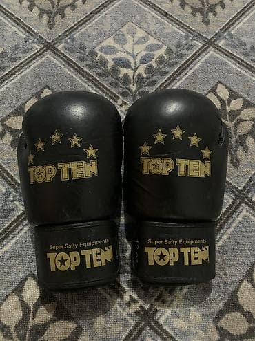 Боксерские перчатки TOP TEN 12 oz, черные. - Профессиональная серия