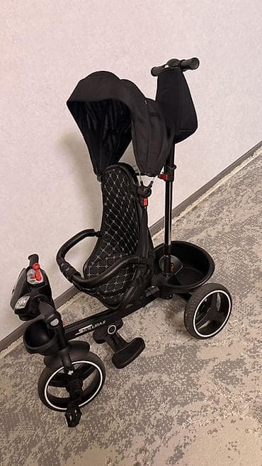 Велосипеды: Детский трехколесный велосипед-коляска (trike) STROLLMAX, цвет черный — 2