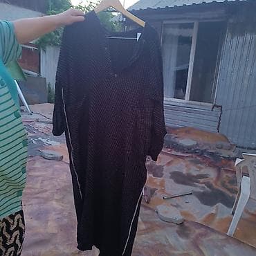 платья в горошек: Платье свободного кроя на пуговицах спереди. - Цвет: черный с мелким — 1