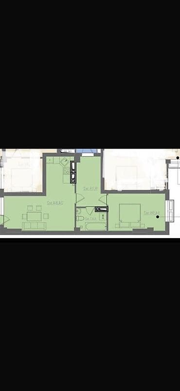 3: 2 комнаты, 60 м², Пишпек Элитка, 3 этаж, ПСО (под самоотделку) — 3