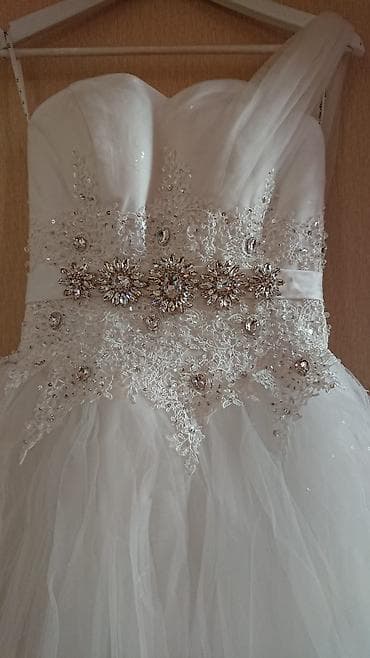 паетками: Свадебное платье, One size, С корсетом, Новый — 8