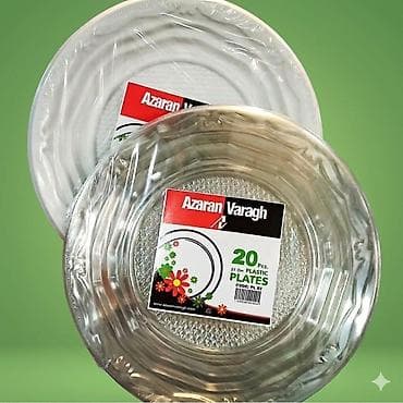 пластмассовые посуды: Одноразовые пластиковые тарелки Azaran Varagh. - Диаметр: 21 см - — 1