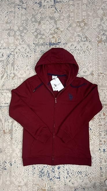 талстовка: Худи на молнии US Polo Assn. - Цвет: бордовый - Фасон: классическое — 2