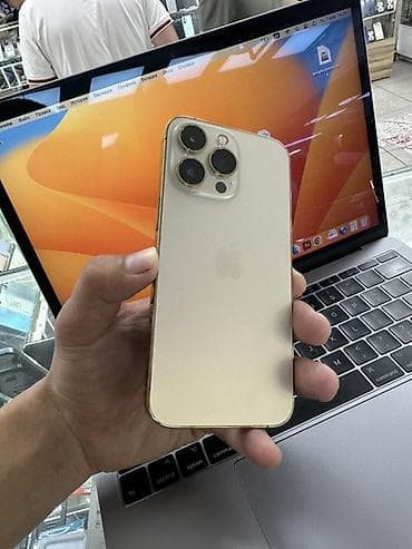 apple max: IPhone 13 Pro, Б/у, 256 ГБ, Золотой, Защитное стекло, Чехол, 97 % — 2