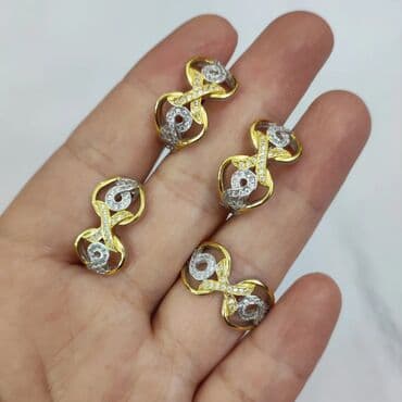 свадебные наборы ручной: Серебряный комплект Бесконечность Италия Серебро + золото жёлтое 925/ — 2