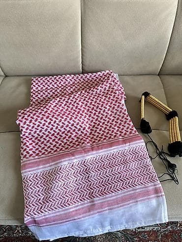 al fajr al hadeeth: Keffiyeh, куфия: Традиционный арабский комплект: куфия красно‑белого — 2