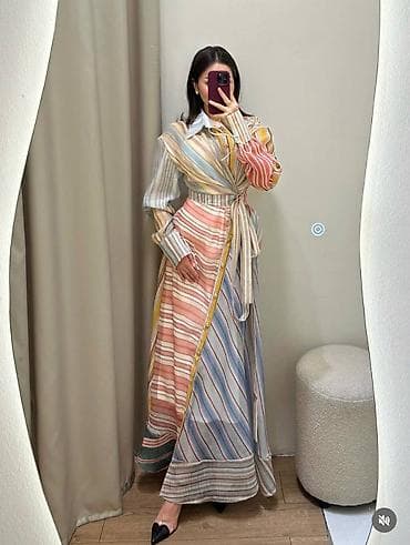 Платья: Повседневное платье, Китай, Осень-весна, Длинная модель, Полиэстер, На запах, S, M — 2