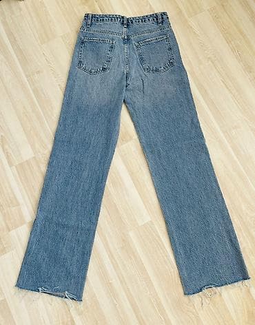 denim: Джинсы, Прямые, Турция, Высокая талия, С бахромой, XS, S — 2