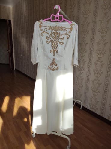 фата на девичник: Платье на кыз узатуу, M, Б/у, цвет - Белый — 2