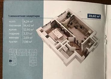 Квартиры: 1 комната, 40 м², Элитка, 2 этаж, Готовая ПСО (под самоотделку) — 4