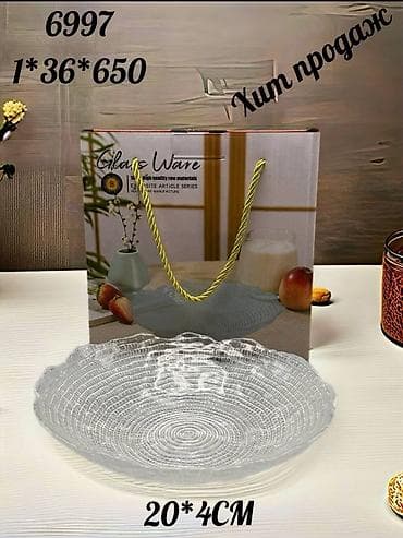 круглое стекло: Стеклянная тарелка/салатник Glass Ware. - Материал: прозрачное — 1