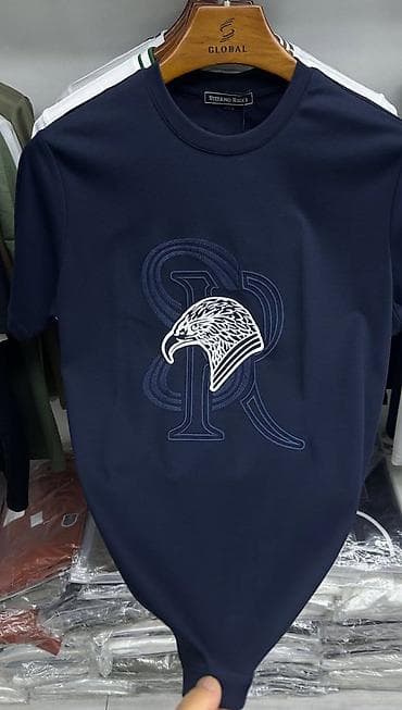 nike одежда: Мужской комплект: футболка и брюки - Футболка темно‑синего цвета с — 2