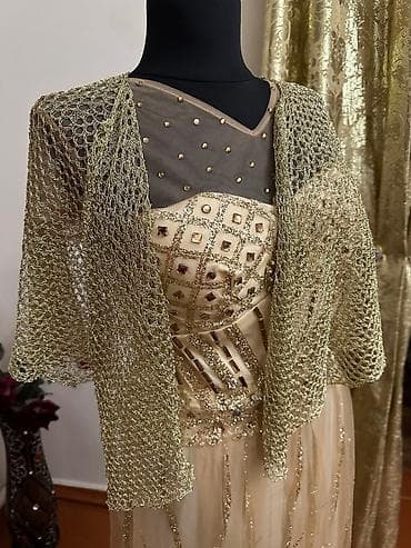 Мужская одежда: Вечернее платье, А-силуэт, Длинная модель, Шифон, С рукавами, Камни, S — 6