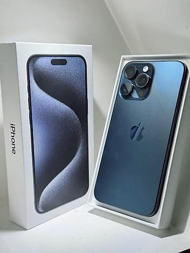 titanium: IPhone 15 Pro Max, Б/у, 512 ГБ, Blue Titanium, Коробка, 83 % — 2