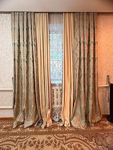 Комплект штор, С тюлем в комплекте, Готовое изделие, Для зала