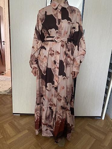 Комплект женской одежды 1) Платье-рубашка макси - Свободный силуэт с