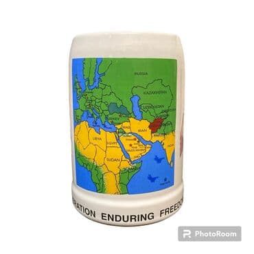 кружка металлическая: Сувенирная керамическая пивная кружка, привезенная из Америки — 2