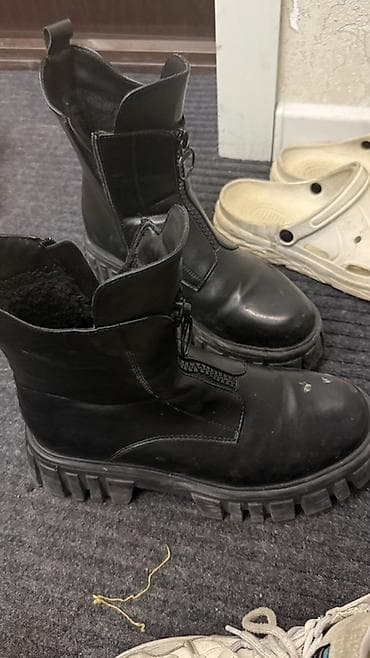 траки: Черные утепленные ботинки на массивной тракторной подошве. Зимние — 2