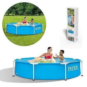 Спорт жана хобби: Каркасный бассейн Intex Metal Frame Pool 244 × 51 см - Объем: 1828 л — 3