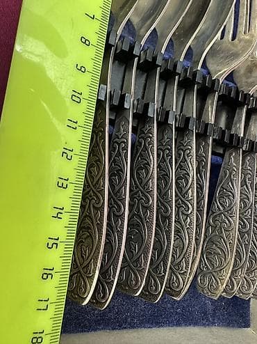 Идиш-аяк: Новый мельхиоровый набор состоящий из 6и ложек и 6и вилок — 4