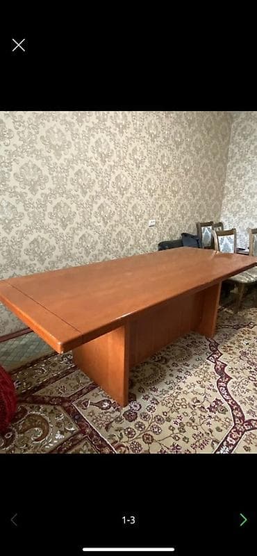 Эмерек гарнитурлары: Большой стол и кожаный диван (набор для гостиной/кабинета) - Стол — 1
