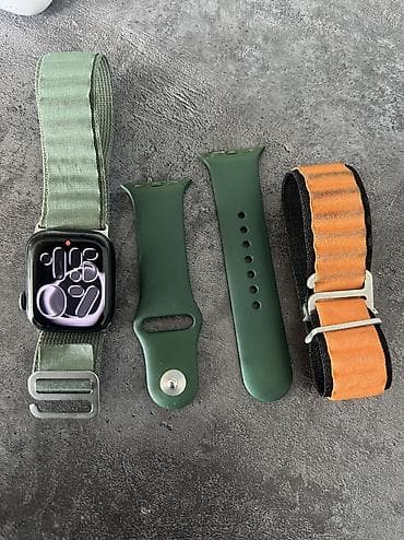 Акылдуу сааттар: Срочно продаю Apple Watch 7 41 мм Смарт‑часы с комплектом ремешков Акб — 2