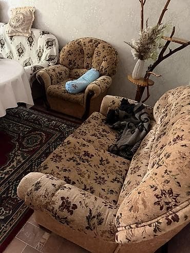 мебель классика: Комплект мягкой мебели, Б/у, Самовывоз, цвет - Коричневый — 1