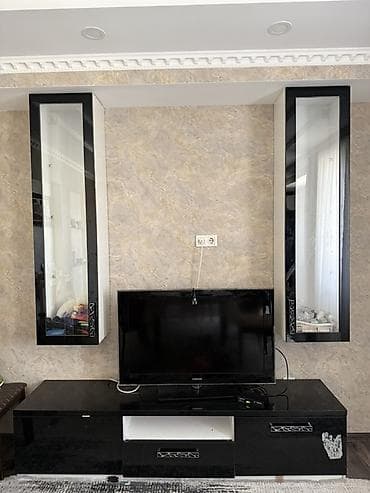 Эмерек гарнитурлары: Зал үчүн гарнитур, ТВ үчүн тумба, түсү - Кара — 2