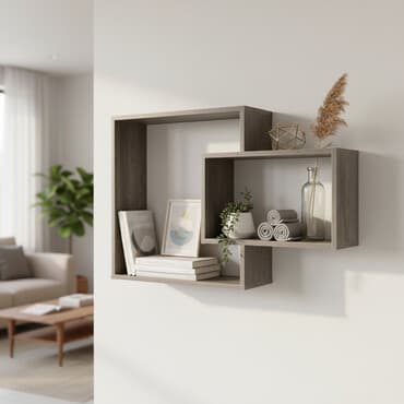 полки в ванну: Полка навесная P010 (Дуб серо-коричневый) Большая и стильная настенная — 1