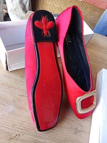 интернет магазин одежды: Балетки Sali Moda, ярко‑красные. - Модель: балетки с квадратным мысом — 1