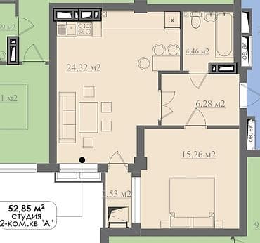 купить малосемейку: 2 комнаты, 53 м², Индивидуалка, 9 этаж, ПСО (под самоотделку) — 8