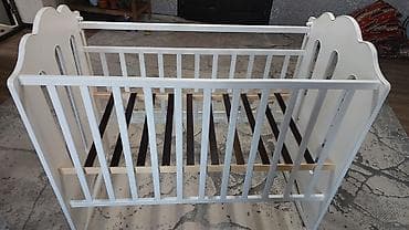 сердце матери: Детская приставная кроватка, С колесиками, цвет - Белый — 2