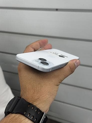 телевон айфон: IPhone 15, Б/у, 128 ГБ, Белый, Защитное стекло, Чехол, В рассрочку, 97 % — 5