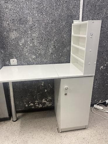 study table: Офисный стол, Нерегулируемый, цвет - Белый, Прямоугольный, ЛДСП — 2