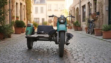 Мотоцикл с коляской (ретро, советский классический оппозит). Основные