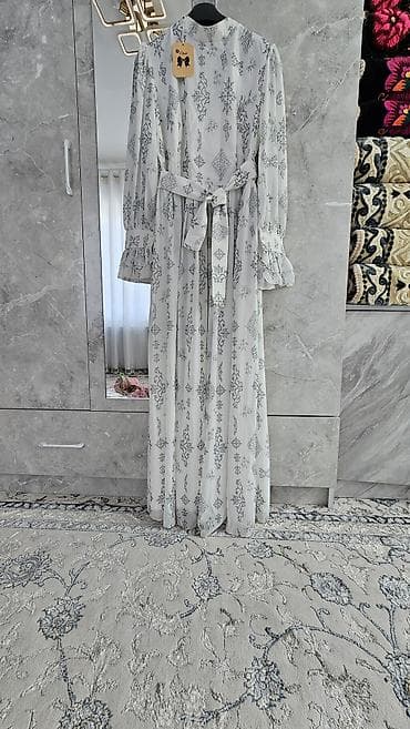 индийские одежды: Платье макси с принтом и поясом - Длина: макси, свободный струящийся — 3