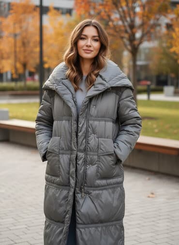 tech fleese: Пуховик, Длинная модель, С капюшоном, 2XL — 1