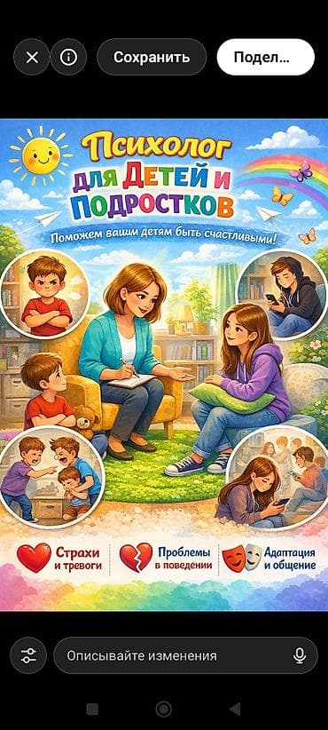 Детский и подростковый психолог-консультант, высшее образование. Ваш