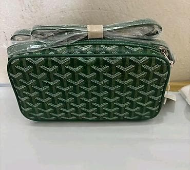 Сумка goyard через плечо, цвет темно‑зеленый с фирменным — 1