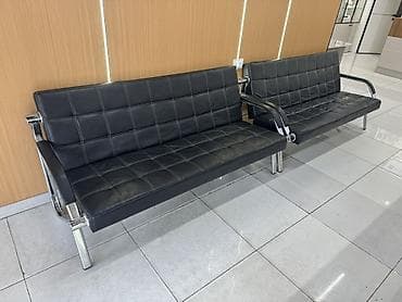 double a: Офисный диван, цвет - Черный, Экокожа — 3