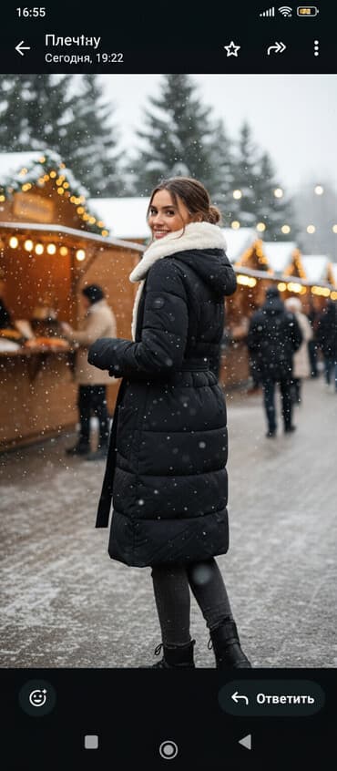 tech fleese: Женское зимнее стеганое пальто-пуховик с меховым воротником - Длина — 2