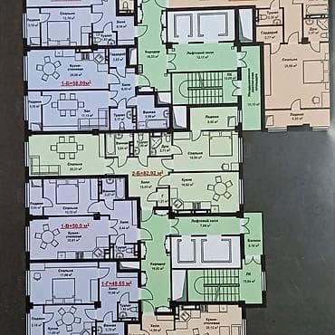 в посёлке манас: 1 комната, 58 м², Элитка, 4 этаж, Готовая ПСО (под самоотделку) — 4