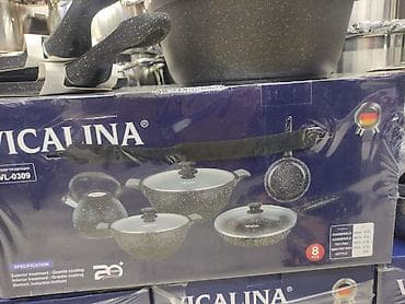 кастрюля: Набор посуды Vicalina VL-0309, 8 предметов, с гранитным антипригарным — 1