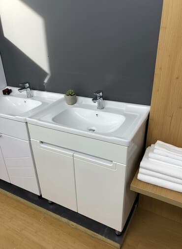 Тумба для ванны, С раковиной, цвет - Белый