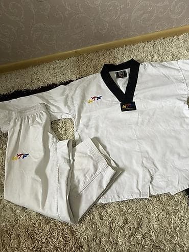 Спорттук сумкалар: Кимоно (добок) для тхэквондо WTF - Комплект: куртка с чёрным воротом — 1