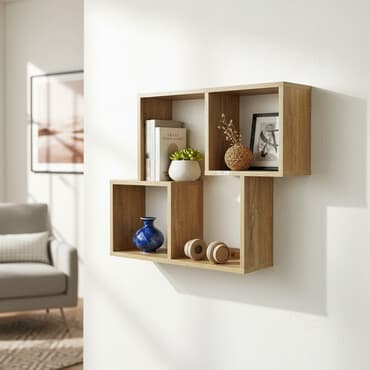 напольные полки: Полка навесная P003 (Дуб Амберг) Миниатюрная и стильная настенная — 1