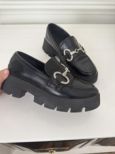 Кроссовки и спортивная обувь: Женские лоферы на массивной подошве - Цвет: черный - Материал верха — 1