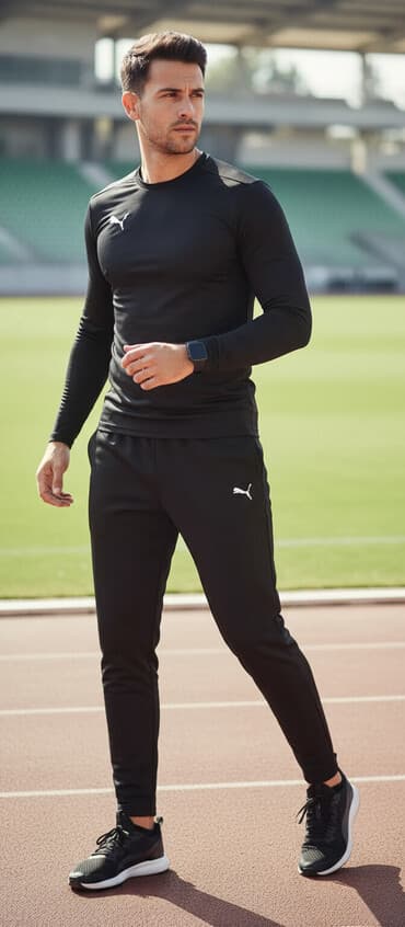 спортивные костюмы для девочек: Мужские брюки, L, Puma, Новый, цвет - Черный, Бесплатная доставка — 1