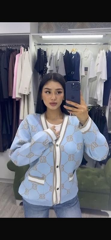 Кардиган, Трикотаж, Короткая модель, Осень-весна, С карманами — 2